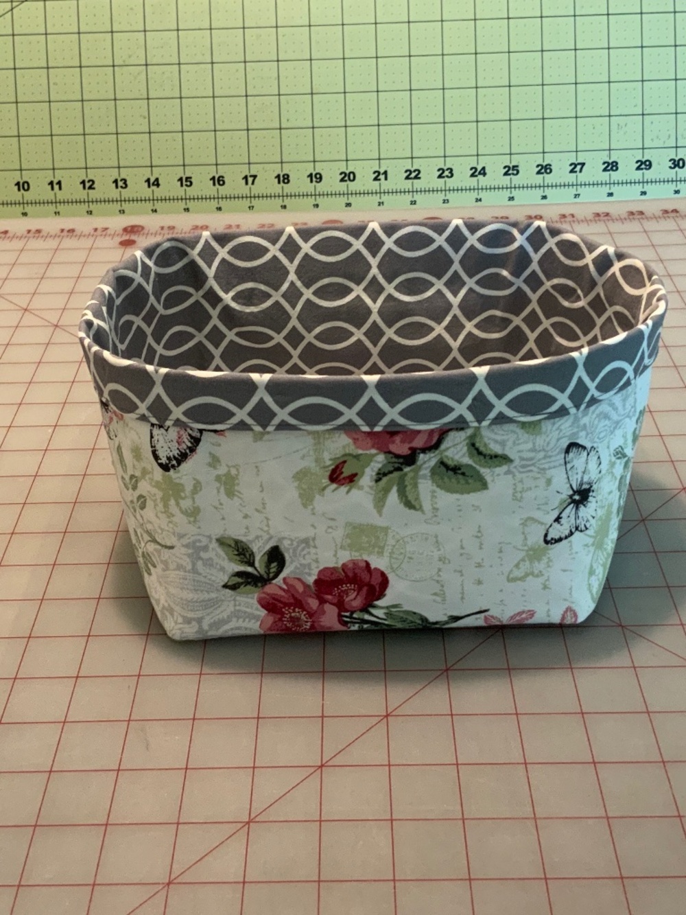 Collapsable double layered cloth storage box; Interior dimensions:  6” x 7.5”